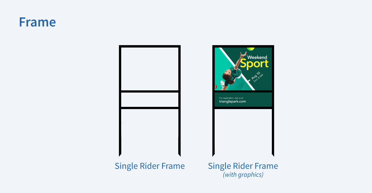 real estate sign frames - single rider frame