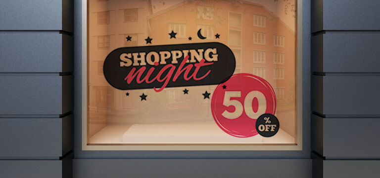 custom-printed translucent window cling applied to a glass partition